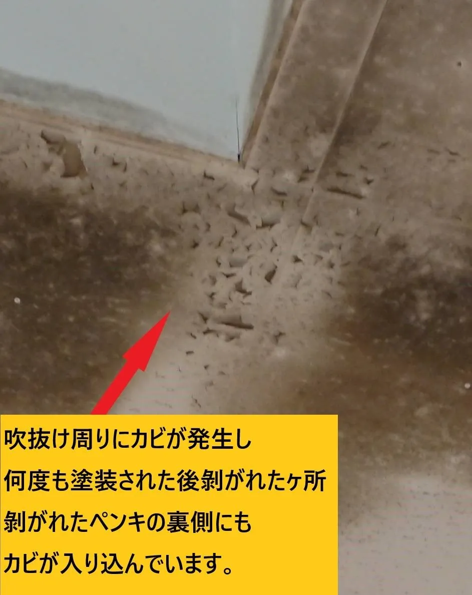 吹抜け周りの剥がれ拡大写真